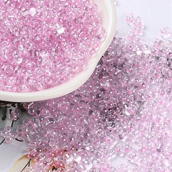 Glass Seed Beads, Transparent Colours Luster, Peanut, Pearl Pink, 4~4.5x2~2.5x2~2.5mm, Hole: 0.8~0.9mm, about 10000pcs/pound