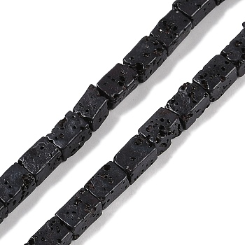 Natural Lava Rock Beads Strands, Cuboid, 6x4x4mm, Hole: 0.9mm, about 63pcs/strand, 14.96''(38cm)