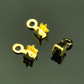 Brass Cup Chain Ends, Rhinestone Cup Chain Connector, Golden, 7x3mm, Hole: 1mm, Inner Diameter: about 2.8mm