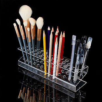 36-Hole Transparent Acrylic Pen & Pencil Display Stands, Pen Organizer Holder, Rectangle, Clear, 24x6.6x6.4cm