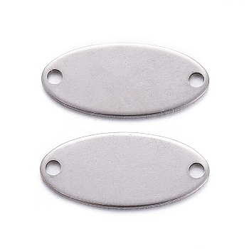 Non-Tarnish 201 Stainless Steel Links connectors, Stamping Blank Tag, Oval, Stainless Steel Color, 16.5x7.5x0.7mm, Hole: 1.4mm