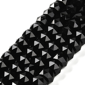 Transparent Glass Beads Strands, Faceted, Barrel, Black, 8x6mm, Hole: 1.2mm, about 64pcs/strand, 14.96''(38cm)