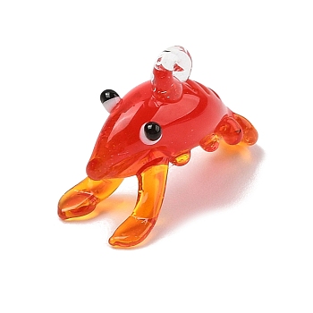 Handmade Lampwork Pendants, Lobster, Red, 25~34x14~18x15~17mm, Hole: 2~4mm