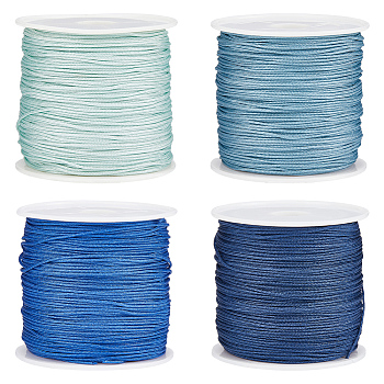 4 Rolls 4 Colors Nylon Chinese Knot Cord, Nylon String Jewelry Bead Cord for Custom Woven Jewelry Making, Mixed Color, 0.8mm, about 49.21 yards(45m)/roll, 1 roll/color