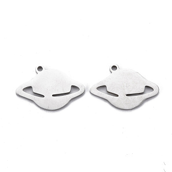 201 Stainless Steel Pendants, Cut, Planet, Stainless Steel Color, 13.5x19x1mm, Hole: 1.4mm