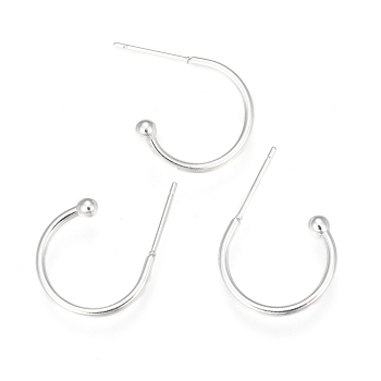 304 Stainless Steel Earring Hooks, Silver, 17x22x1.5mm, Pin: 1mm