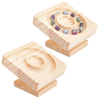 Wood Jewelry Display Tray Rack Organizer, Tray Riser Holder for Bead, Earring, Bracelet, Pendant Display, BurlyWood, BurlyWood, 9.5x9.5x7cm
