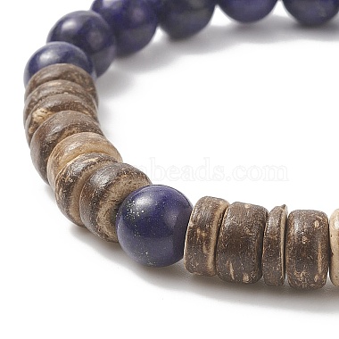 Natural Gemstone & Coconut Beaded Stretch Bracelet for Women(BJEW-JB09149)-3