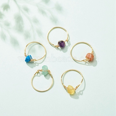 Gemstone Chips Finger Ring(RJEW-JR00495)-2