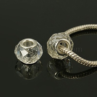 14mm Clear Rondelle Glass + Brass Core Beads