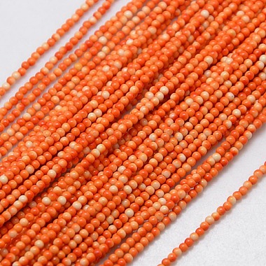 2mm OrangeRed Round Fossil Beads