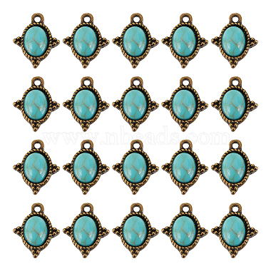 Antique Bronze Turquoise Oval Alloy Pendants