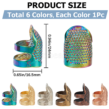 6Pcs 6 Colors Brass Sewing Thimbles(TOOL-GF0003-38)-2