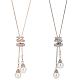 ANATTASOUL 2Pcs 2 Color Plastic Imitation Pearl Pendant Lariat Necklace with Crystal Rhinestone(NJEW-AN0001-18)-1
