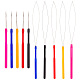 Unicraftale 10Pcs 10 Style Plastic Crochet Hooks & Stainless Steel Hair Extension Loop Needle Threader(TOOL-UN0001-31)-1