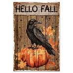 Vintage Metal Tin Sign, Iron Wall Decor for Bars, Restaurants, Cafe Pubs, Rectangle, Raven, 300x200x2.2mm(AJEW-WH0189-528)