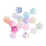 Dyed & Heated Glass Bead Caps, 5-Petal Flower, Mixed Color, 10x10x5mm, Hole: 1.4mm(GLAA-C042-01)