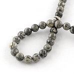 Natural Map Stone/Picasso Stone/Picasso Jasper Beads Strands, Round, 4~4.5mm, Hole: 1mm, about 85~96pcs/strand, 15 inch(G-S188-4mm)