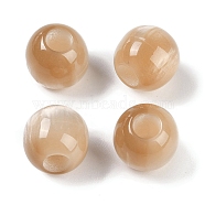 Resin European Beads, Large Hole Beads, Imitation Cat Eye, Round, Peru, 12x11.5mm, Hole: 4.8mm(RESI-F055-02B)