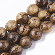 Undyed & Natural Wood Beads Strands, Waxed, Round, Sienna, 23mm, Hole: 1mm, about 18pcs/strand, 15.75 inch(WOOD-T024-015)