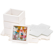Cardboard Paper Gift Storage Boxes, with Plastic Visible Caps, Clear Window Gift Case, Square, White, Finish Product: 8.6x8.4x4cm(CON-WH0086-055A)