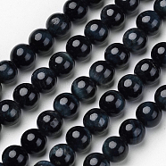 Natural Blue Tiger Beads Strands, Grade A, Dyed & Heated, Round, 8mm, Hole: 1mm, about 48pcs/strand, 15.6 inch(G-D809-08-8mm)