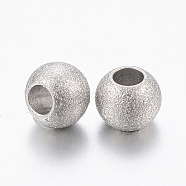 304 Stainless Steel Textured Beads, Rondelle, Stainless Steel Color, 4x3mm, Hole: 2mm(STAS-K181-06-01P)