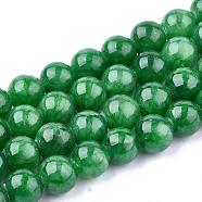 Natural Dyed Yellow Jade Gemstone Bead Strands, Round, Green, 4mm, Hole: 0.5mm, about 95pcs/strand, 15.7 inch(G-R271-4mm-Y13)