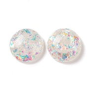 Resin Imitation Opal Cabochons, Flat Back Round, Clear, 8x2.5mm(RESI-E042-07B)