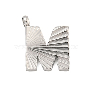 304 Stainless Steel Charms, Handmade Engrave Figure, Full Polished, Stainless Steel Color, Letter M, 14x11x2mm, Hole: 1.8mm(STAS-G345-01P-M)