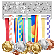 Iron Medal Hanger Holder Display Wall Rack, 2 Line, with Screws, Motivational Language Theme Word Courage to Start Strength to Endure Resolve to Finish, Platinum, 150x400mm(ODIS-WH0024-012)