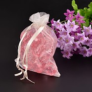 Creamy White Jewelry Packing Drawable Pouches, Organza Gift Bags, 12x9cm(X-OP-12x9cm-1)