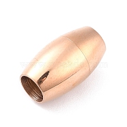 Ion Plating(IP) 304 Stainless Steel Magnetic Clasps with Glue-in Ends, Bullet, Rose Gold, 18x10.5mm, Hole: 6mm(STAS-F276-03RG)