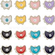 SUPERFINDINGS 16Pcs 8 Colors Eco-Friendly Alloy Enamel Pendants, Cadmium Free & Nickel Free & Lead Free, Moon with Evil Eye, Light Gold, Mixed Color, 27x20x2.5mm, Hole: 1.8mm, 2pcs/color(ENAM-FH0001-11-NR)