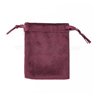 Velvet Jewelry Drawstring Bags, with Satin Ribbon, Rectangle, FireBrick, 10x8x0.3cm(TP-D001-01A-07)