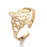 Sailor's Knot 304 Stainless Steel Hollow Open Cuff Ring for Men Women, Golden, Inner Diameter: 19mm(RJEW-E073-05G)