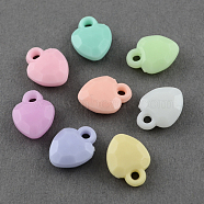 Opaque Acrylic Heart Charms, Faceted, Mixed Color, 13x10x4mm, Hole: 2mm, about 1860pcs/500g(SACR-R795-M)