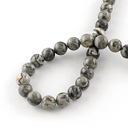 Natural Map Stone/Picasso Stone/Picasso Jasper Beads Strands, Round, 4~4.5mm, Hole: 1mm, about 96pcs/strand, 15.5 inch(G-S188-4mm)