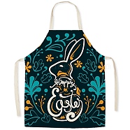 Cute Easter Rabbit Pattern Polyester Sleeveless Apron, with Double Shoulder Belt, for Household Cleaning Cooking, Teal, 470x380mm(PW-WG98916-24)
