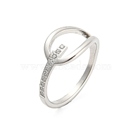 304 Stainless Steel Finger Rings with Rhinestone, Hollow Kont, Stainless Steel Color, US Size 8(18.1mm)(RJEW-Q779-01P)