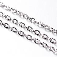 Iron Cable Chains, Unwelded, Oval, with Spool, Popular for Jewelry Making, Important Decoration, Platinum,3x2x0.6mm, about 328.08 Feet(100m)/roll(CH-S041-P-LF)