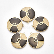 Smooth Surface Alloy Enamel Pendants, Flat Round, Matte Gold Color, Wheat, 33x30x3mm, Hole: 2mm(X-PALLOY-T067-02A)