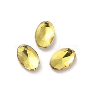 Glass Rhinestone Cabochons, Point Back & Back Plated, Faceted, Oval, Citrine, 6x4x2mm(RGLA-P037-08A-D226)