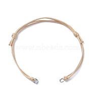Adjustable Eco-Friendly Korean Waxed Polyester Cord Bracelet Making, with 304 Stainless Steel Open Jump Rings, Fit for Connector Charms, Tan, 5-1/8~9-1/4 inch(132~235mm), Hole: 3mm(AJEW-JB01195-02)