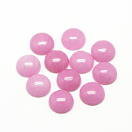 Natural White Jade Cabochons, Dyed, Half Round/Dome, Hot Pink, 10x4~5mm(X-G-R416-10mm-04)