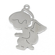 201 Stainless Steel Pendants, Angel, Stainless Steel Color, 27x17x1mm, Hole: 2mm(STAS-T008-061)