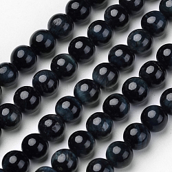 Natural Blue Tiger Beads Strands, Grade A, Dyed, Round, 8mm, Hole: 1mm, about 48pcs/strand, 15.6 inch(G-D809-08-8mm)