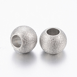 Tarnish Resistant 304 Stainless Steel Textured Beads, Rondelle, Stainless Steel Color, 4x3mm, Hole: 2mm(STAS-K181-06-01P)