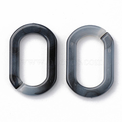 Acrylic Linking Rings, Quick Link Connectors, For Jewelry Paperclip Chains, Drawn Elongated Cable Chains Making, Imitation Gemstone Style, Oval, Gray, 22.5x15x3mm, Inner Diameter: 8x16mm, about 940pcs/500g(OACR-R079-07)