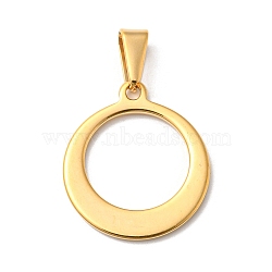 304 Stainless Steel Pendants, Round Ring, Golden, 23.5x20.5x1.5mm, Hole: 3x6.5mm(STAS-I136-02A-G)
